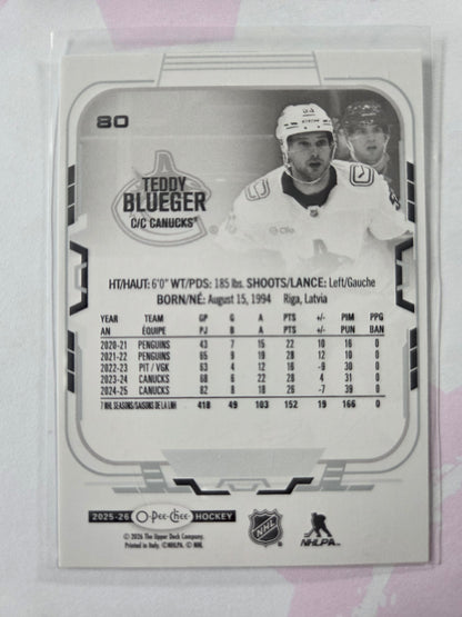 Teddy Blueger O-Pee-Chee Hockey #80 [Vancouver Canucks]