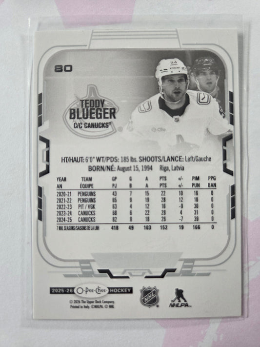 Teddy Blueger O-Pee-Chee Hockey #80 [Vancouver Canucks]