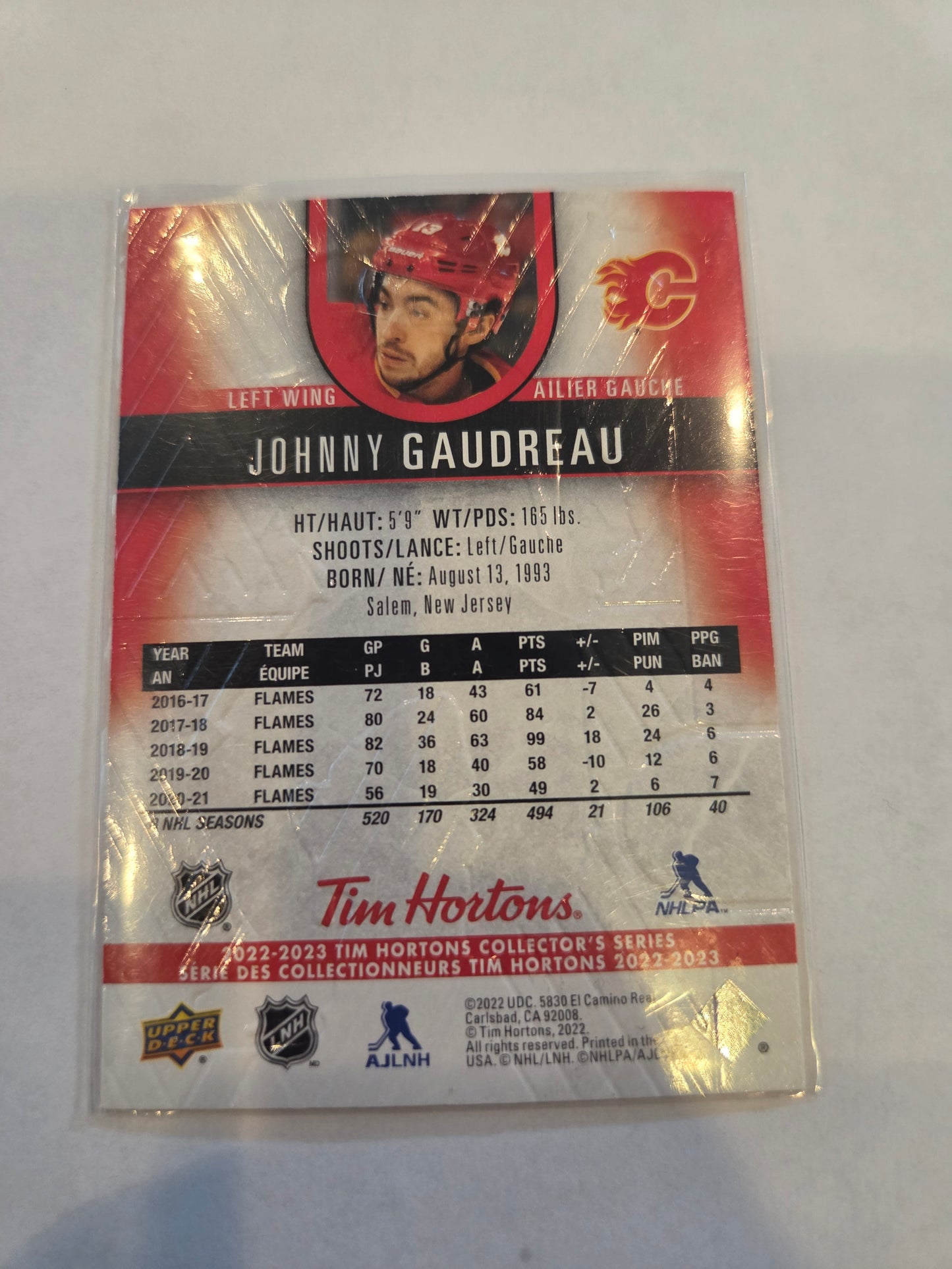 Johnny Gaudreau Tim Hortons Upper Deck #32 [Calgary Flames]