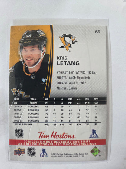 Kris Letang Tim Hortons Upper Deck #65 [Pittsburgh Penguins]