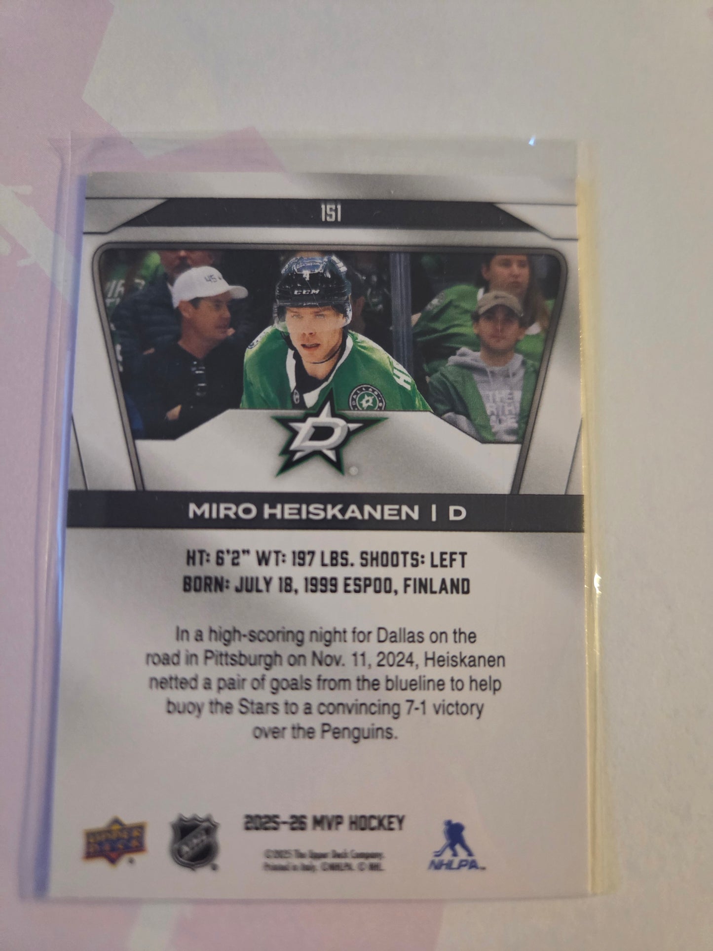 Miro Heiskanen Upper Deck MVP Hockey #151 [Dallas Stars]