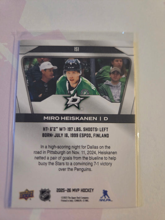 Miro Heiskanen Upper Deck MVP Hockey #151 [Dallas Stars]