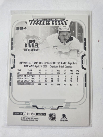Ben Kindel O-Pee-Chee Hockey Marquee Rookie #594 [Pittsburgh Penguins]