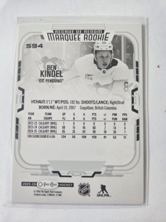 Ben Kindel O-Pee-Chee Hockey Marquee Rookie #594 [Pittsburgh Penguins]