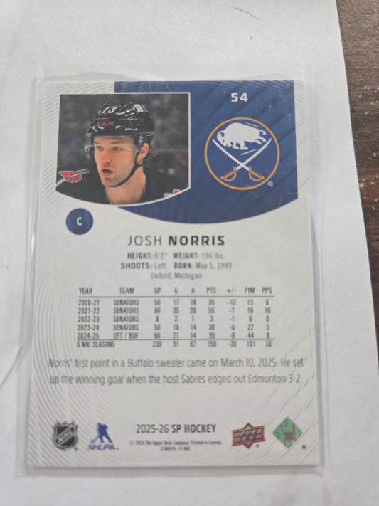Josh Norris SP Hockey #54 [Buffalo Sabres]