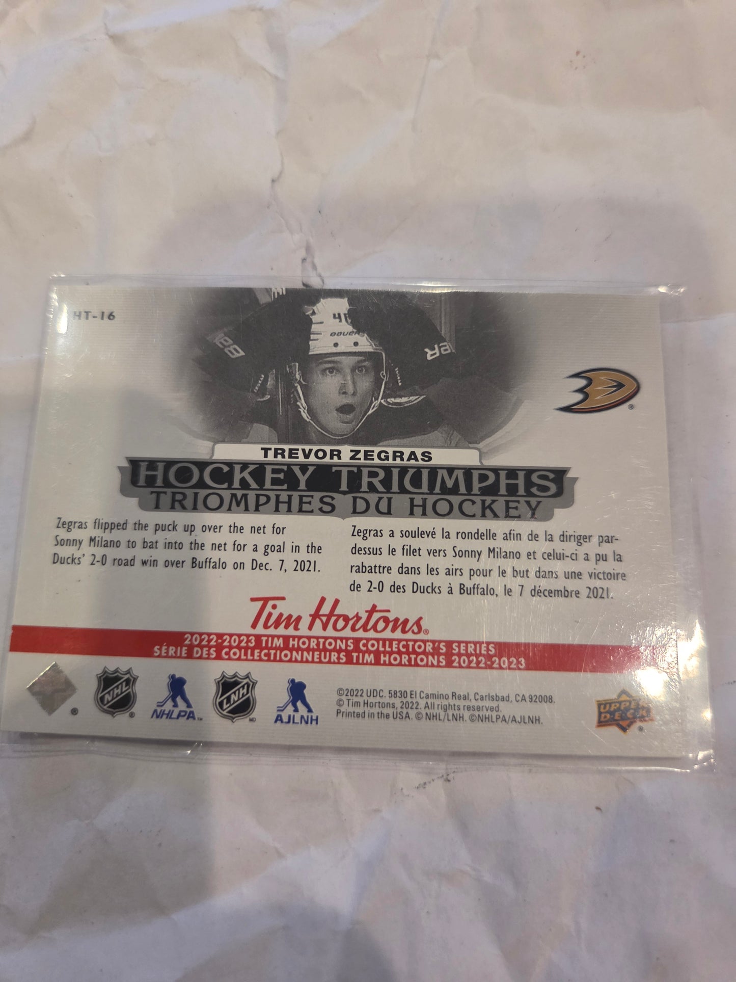 Trevor Zegras Upper Deck Hockey Triumphs [Anaheim Ducks]