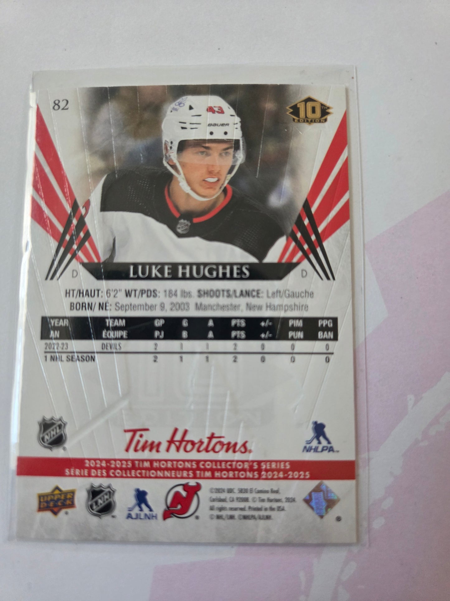 Luke Hughes Upper Deck 10th Edition #82 [New Jersey Devils]