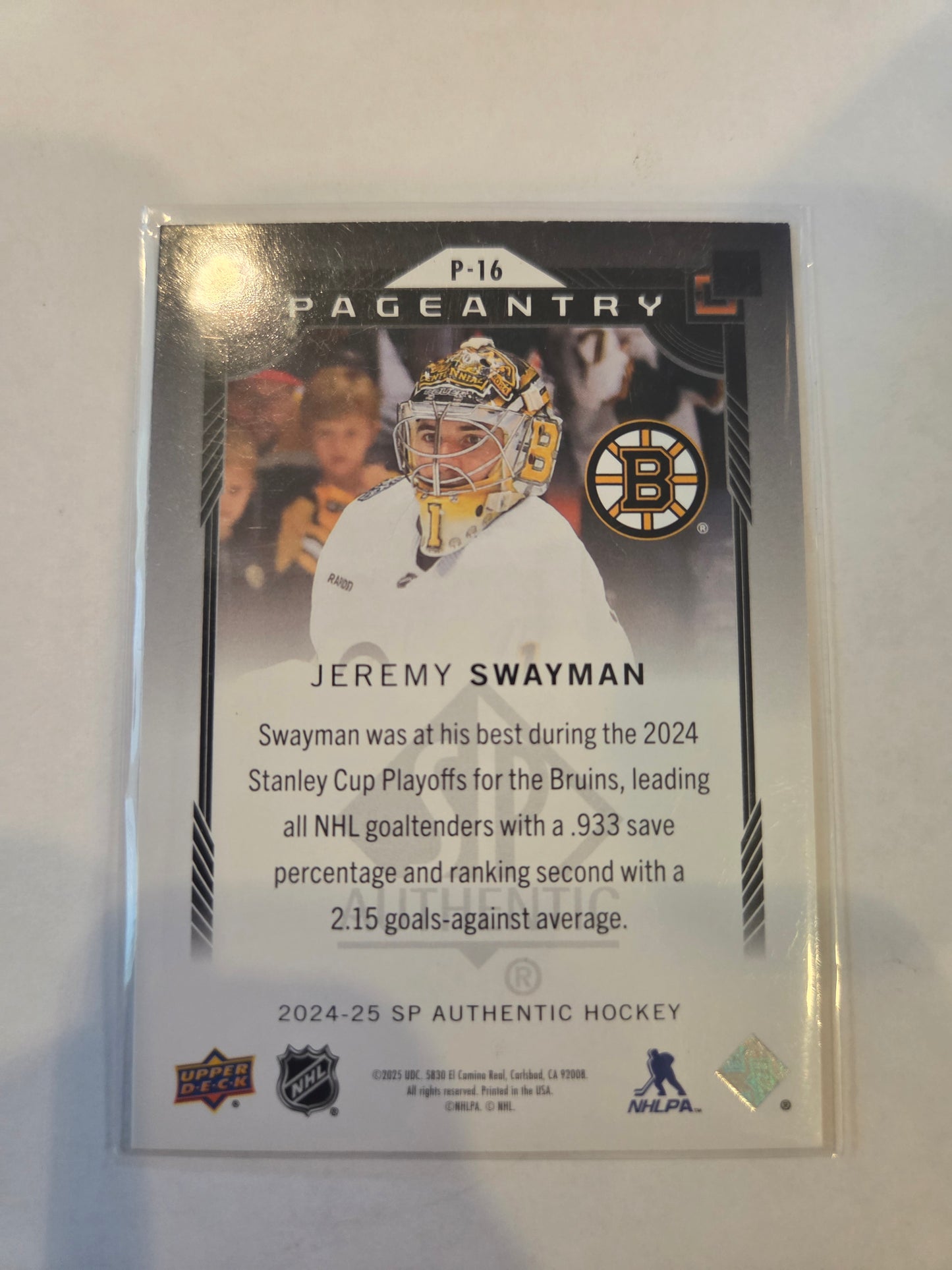Jeremy Swayman Pageantry SP Authentic Hockey [Boston Bruins]