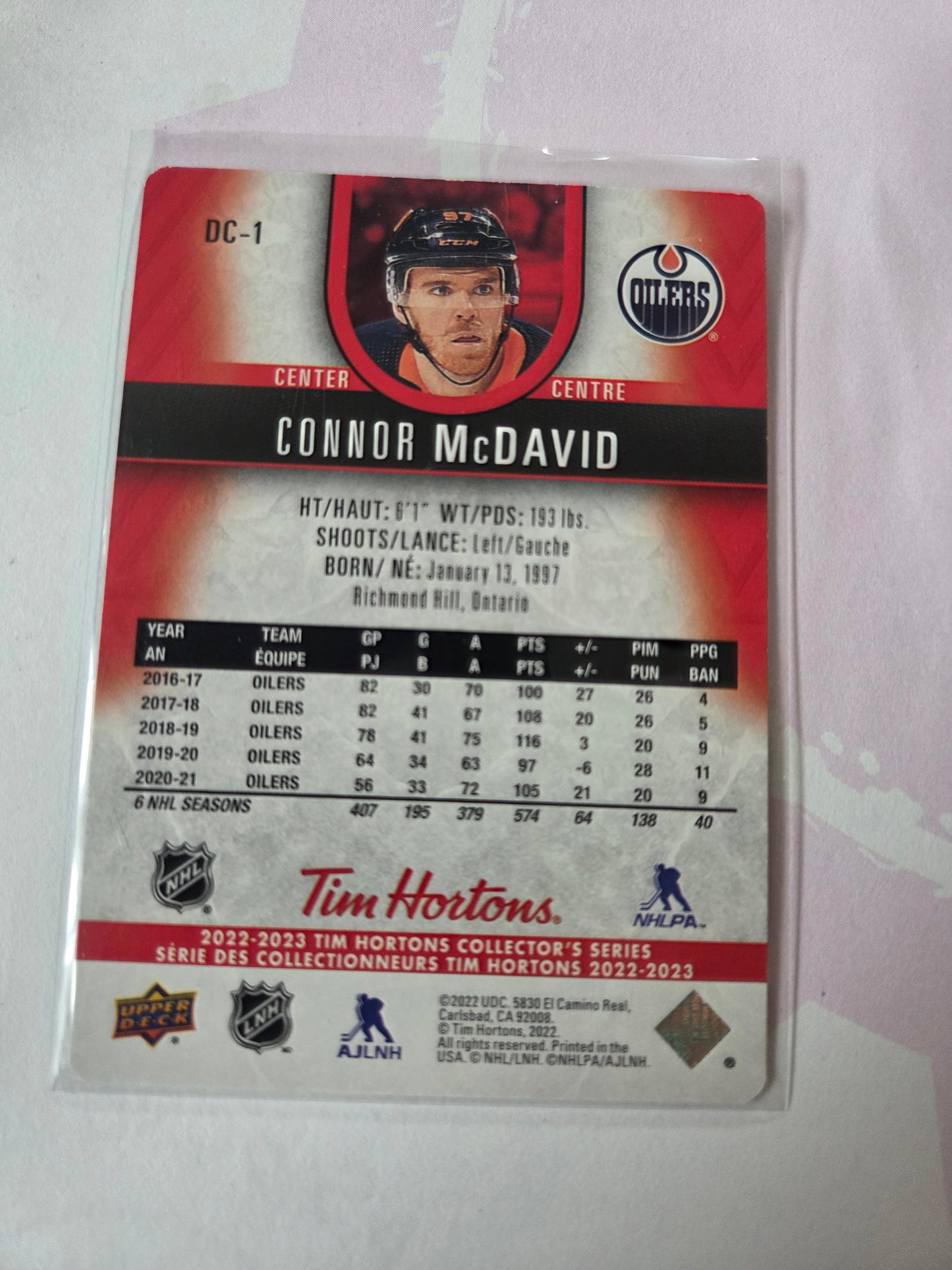Connor McDavid Tim Hortons Upper Deck [Edmonton Oilers]