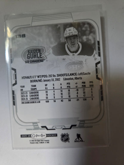 Kaiden Guhle O-Pee-Chee Hockey #138 [Montreal Canadians]