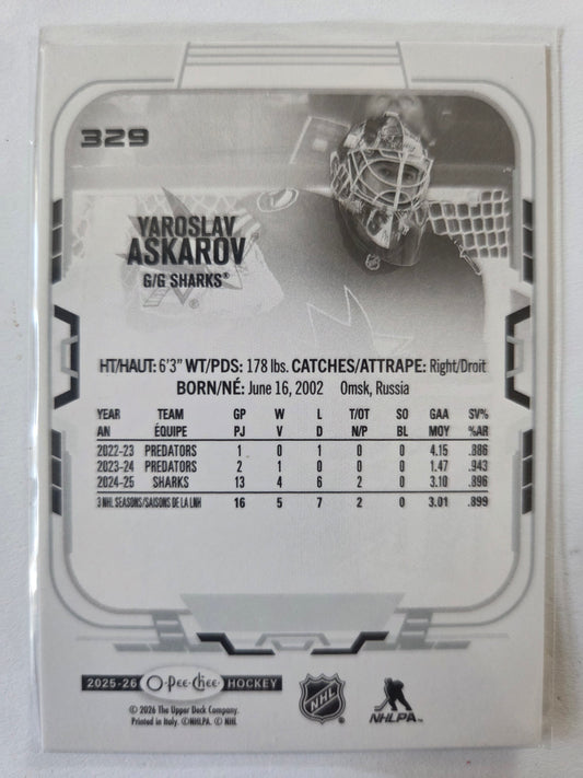 Yaroslav Askarov O-Pee-Chee Hockey #329 [San Jose Sharks]