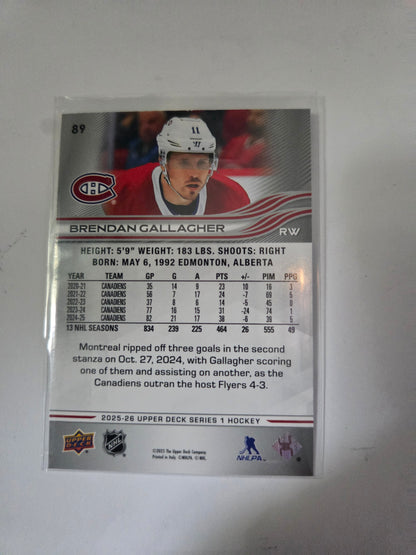 Brendan Gallagher Upper Deck Series 1 #89 [Montreal Canadians]