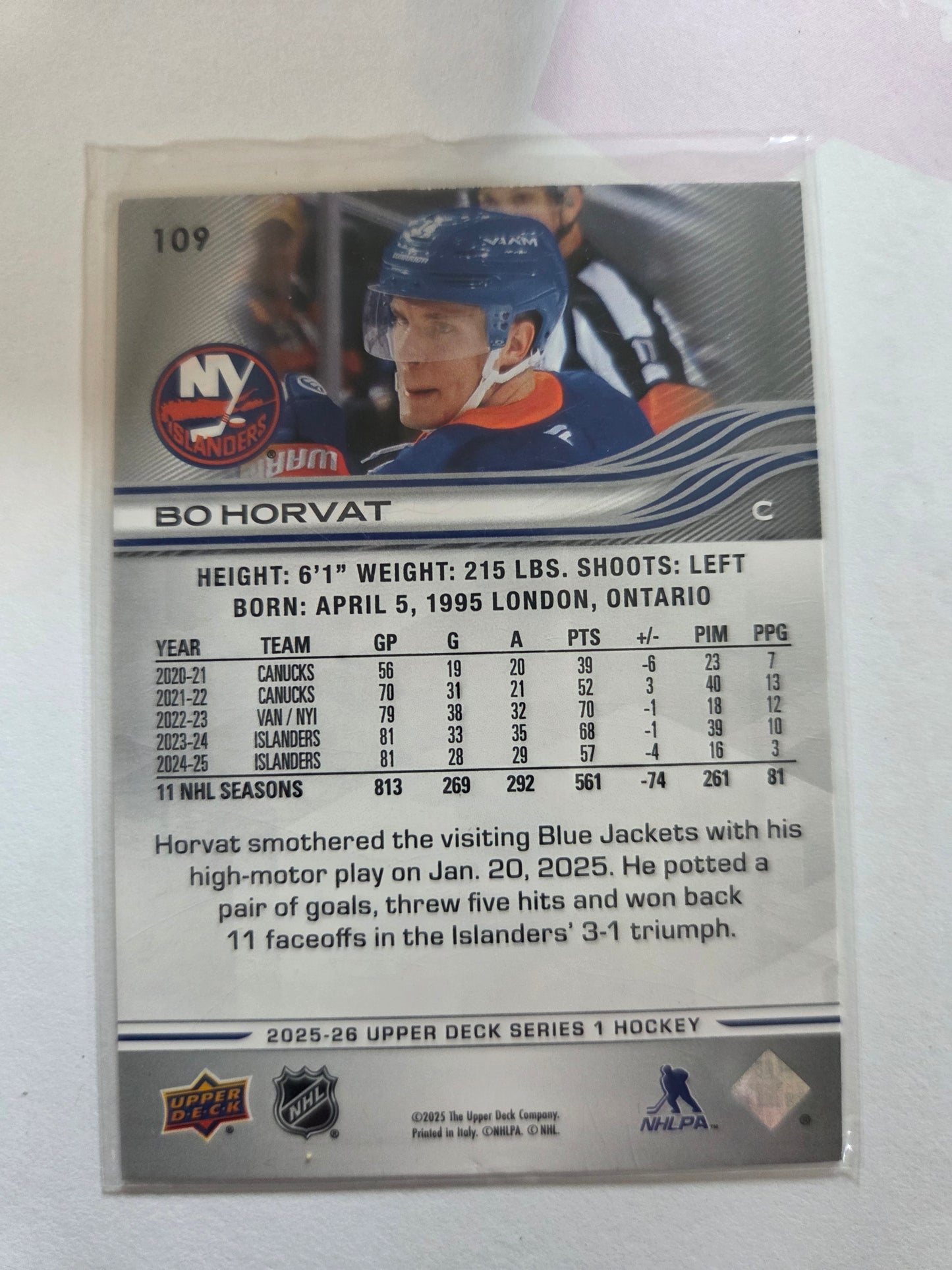 Bo Horvat Upper Deck Series 1 [New York Islanders]