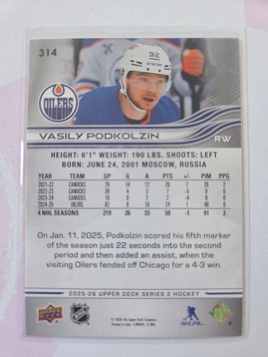 Vasily Podkolzin Upper Deck Series 2 #314 [Edmonton Oilers]