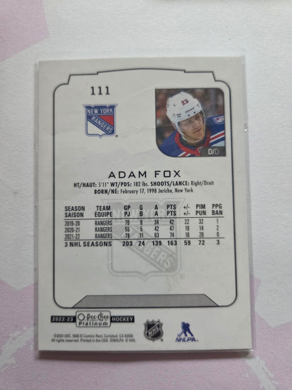 Adam Fox O-Pee-Chee Platinum Hockey #111 [New York Rangers]