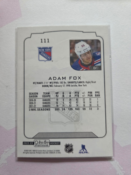 Adam Fox O-Pee-Chee Platinum Hockey #111 [New York Rangers]