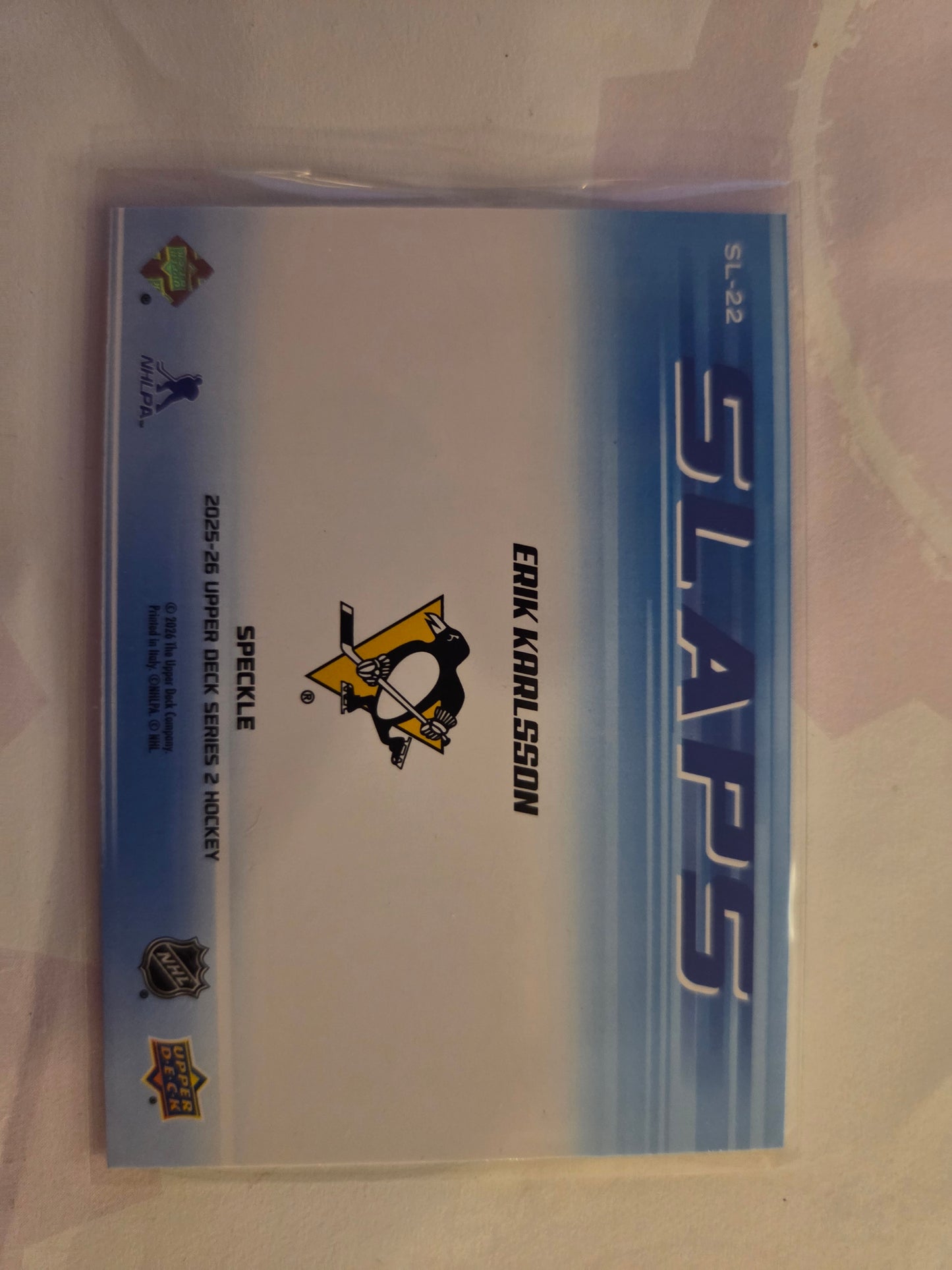 Erik Karlsson Upper Deck Series 2 Speckle Slaps [Pittsburgh Penguins]