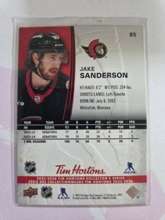 Jake Sanderson Upper Deck Tim Hortons #85 [Ottawa Senators]