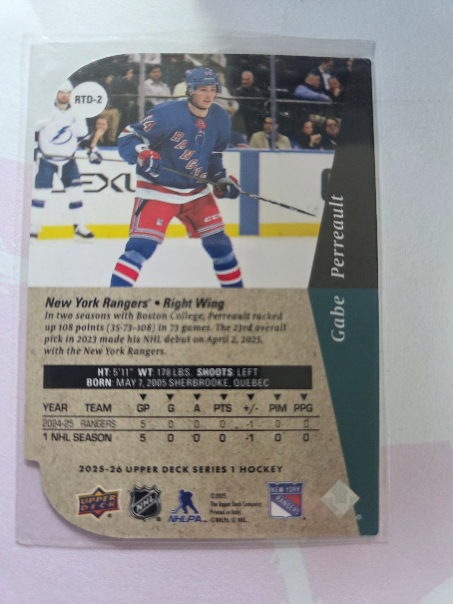 Gabe Perreault Upper Deck Series 2 RC [New York Rangers]