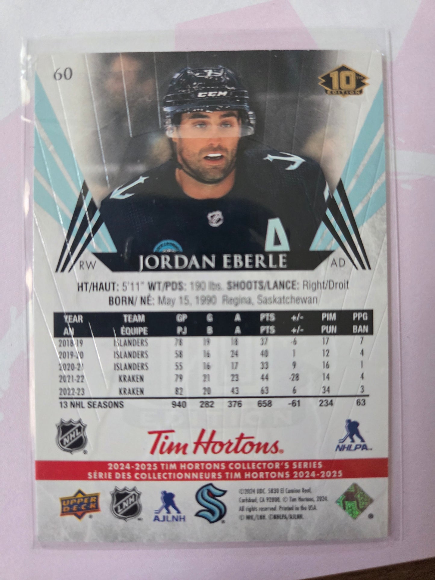 Jordan Eberle Upper Deck 10th Edition #60 [Seattle Kraken]