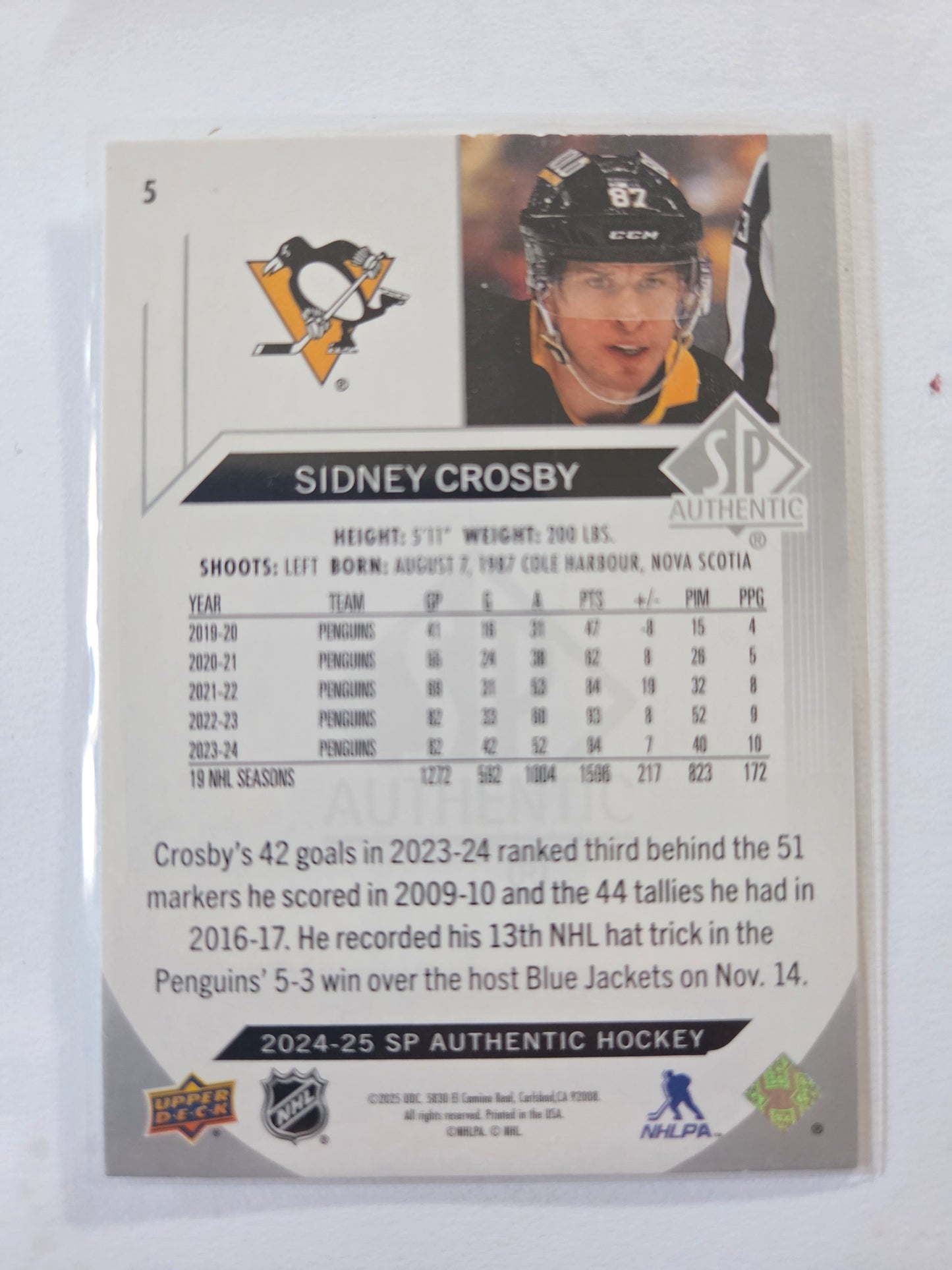 Sidney Crosby SP Authentic Hockey #5 [Pittsburgh Penguins]