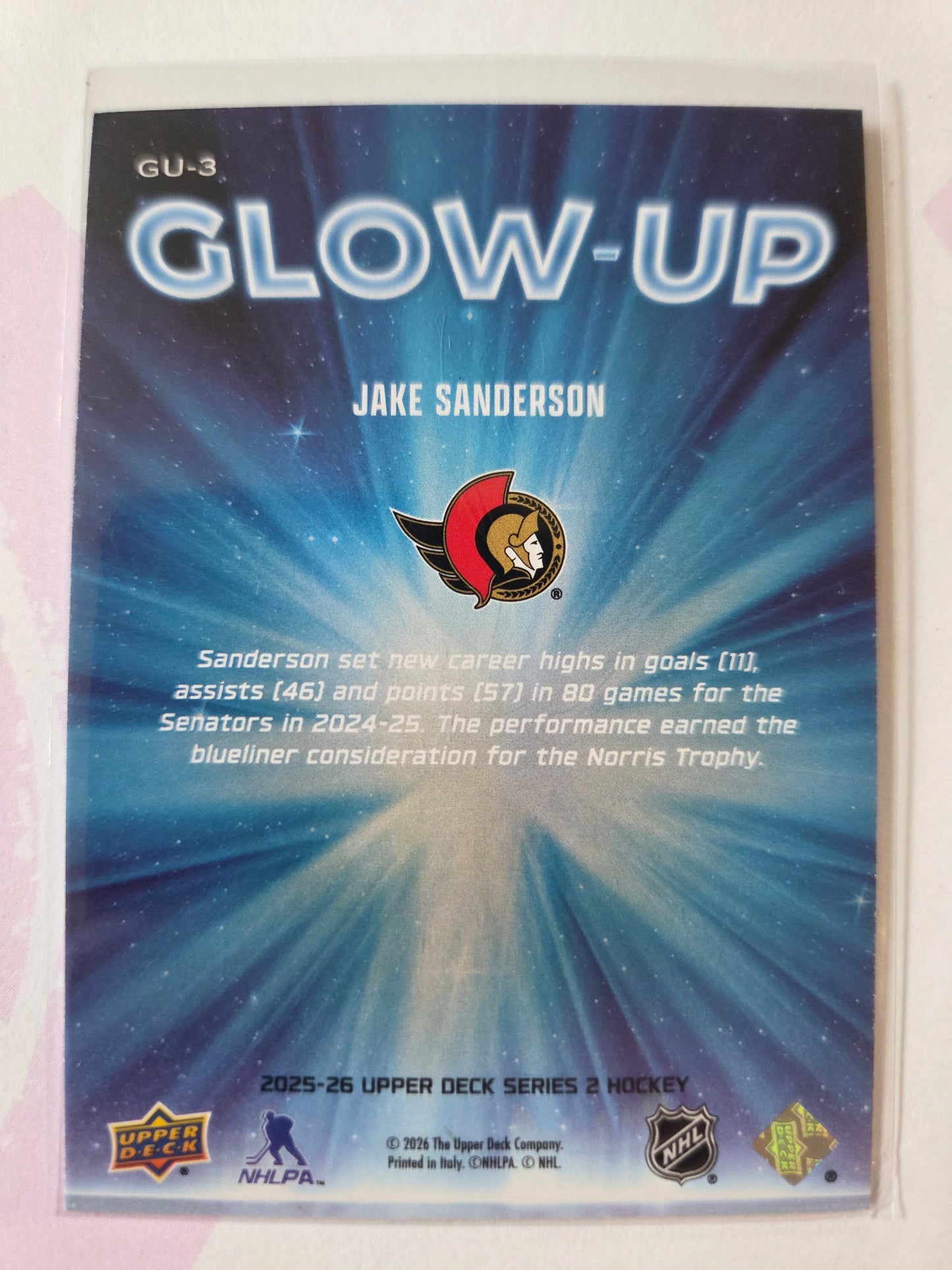 Jake Sanderson Upper Deck Series 2 Glow Up [Florida Panthers]