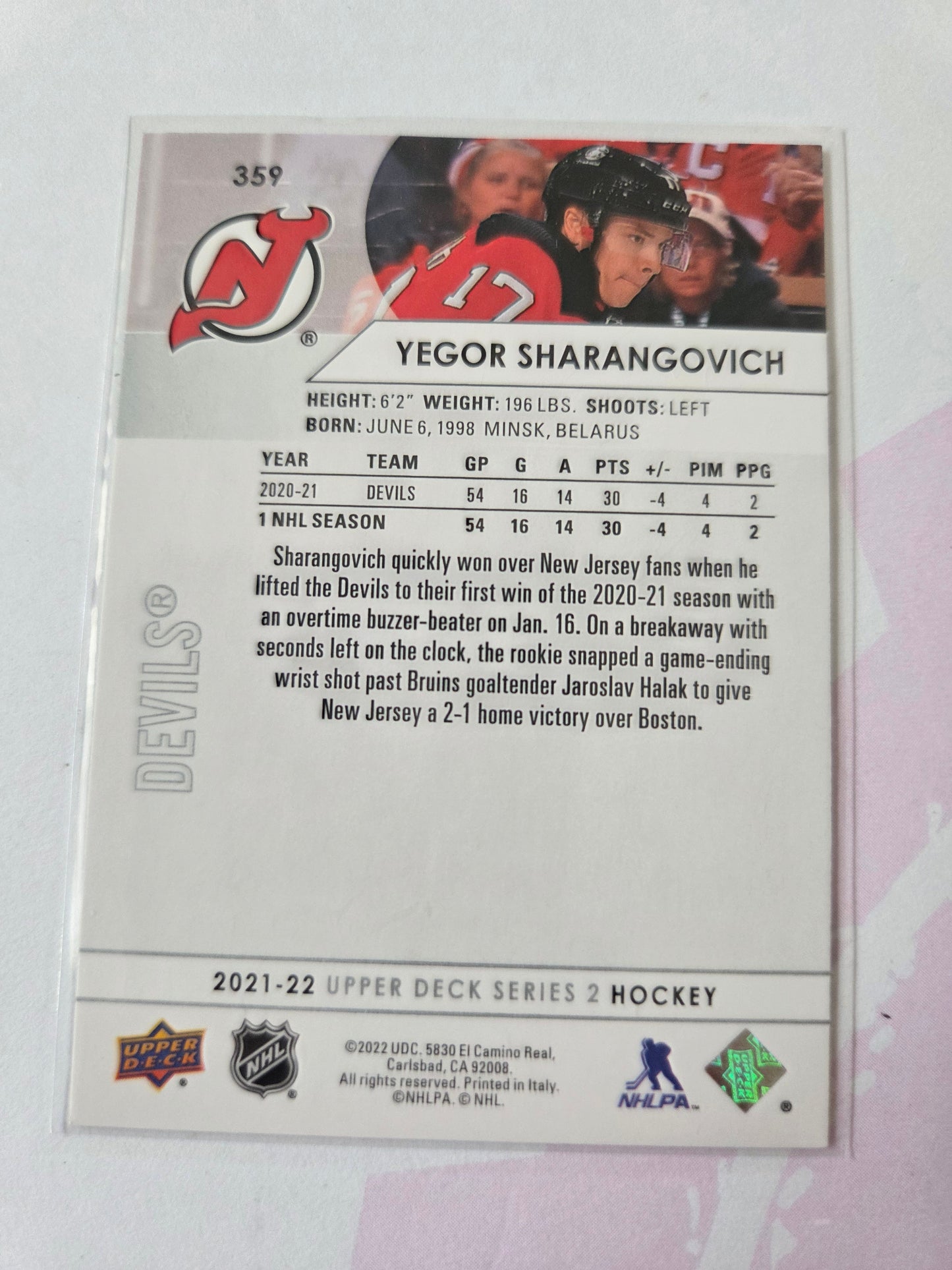Yegor Sharangovich Upper Deck Series 2 #359 [New Jersey Devils]