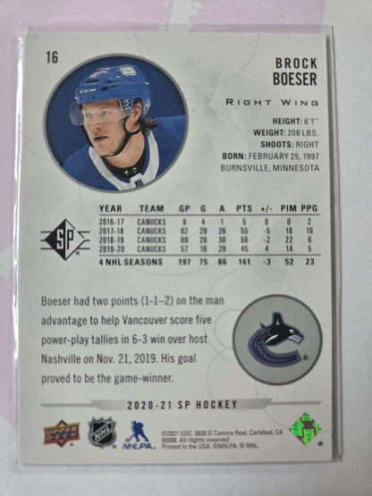 Brock Boeser SP Hockey #16 [Vancouver Canucks]