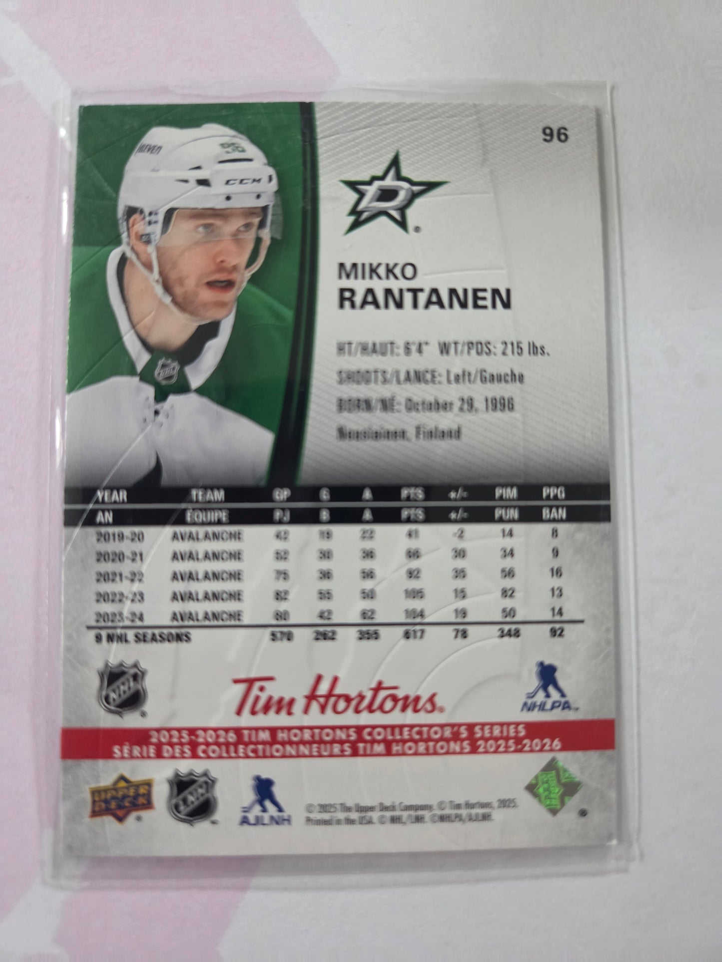 Mikko Rantanen Upper Deck Tim Hortons #96 [Dallas Stars]