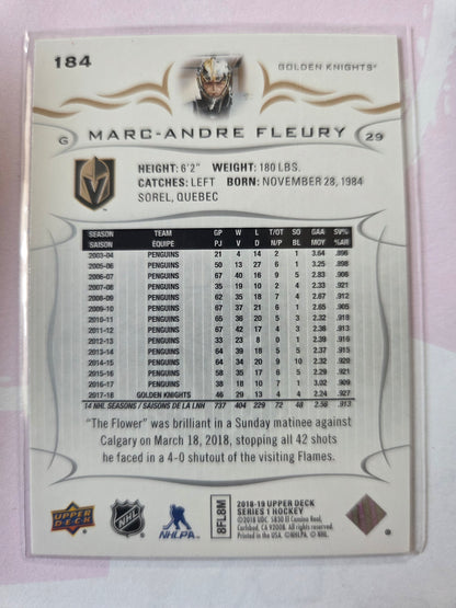 Marc-Andre Fleury Upper Deck Series 1 Hockey #184 [Las Vegas Golden Knights]