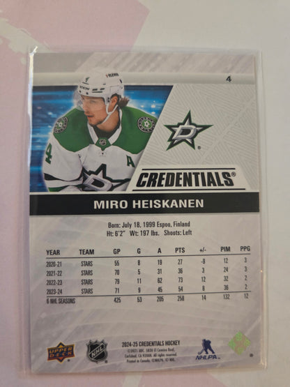 Miro Heiskanen Upper Deck Credentials Hockey #4 [Dallas Stars]