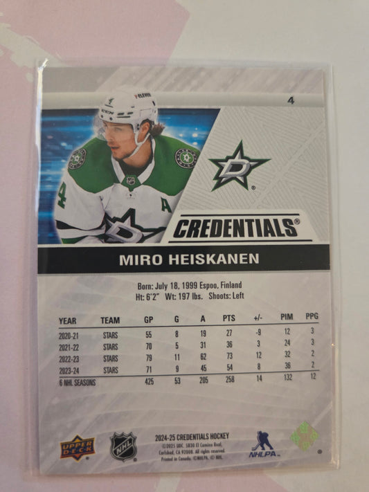 Miro Heiskanen Upper Deck Credentials Hockey #4 [Dallas Stars]