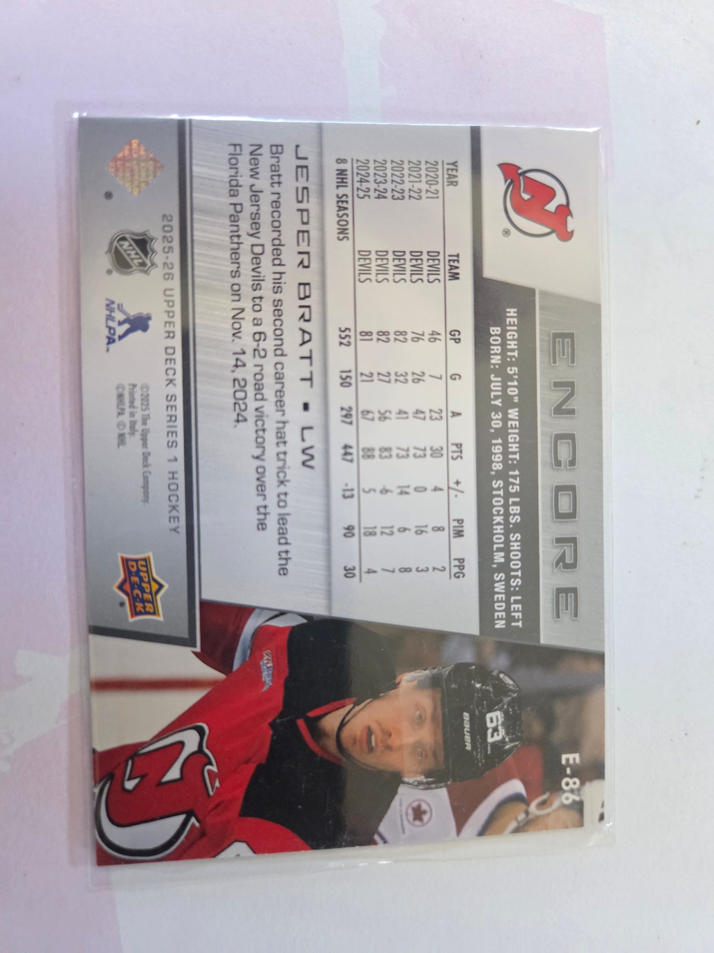 Jesper Bratt Upper Deck Series 1 Encore [New Jersey Devils]