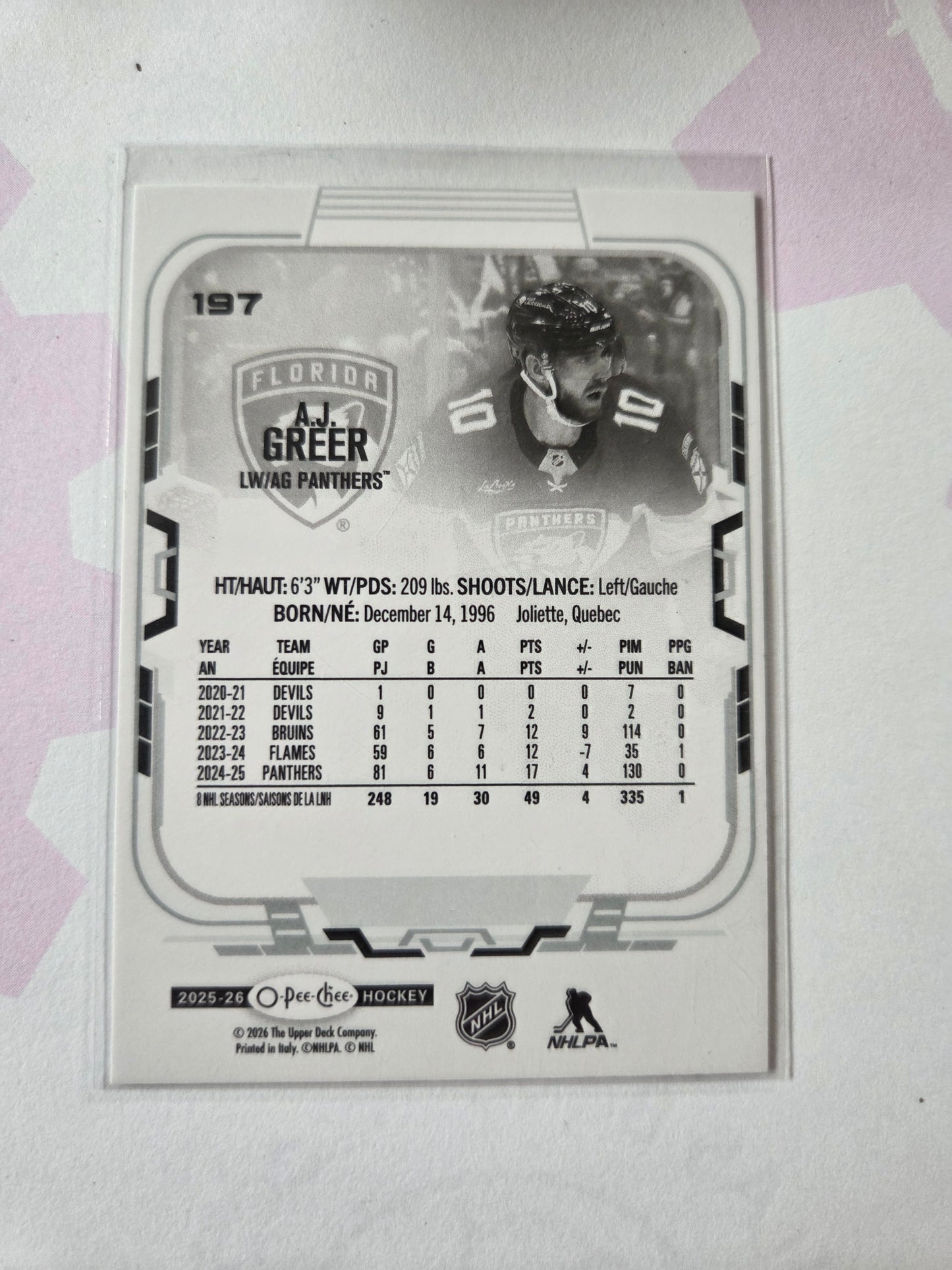 A.J. Greer O-Pee-Chee Hockey #197 [Florida Panthers]