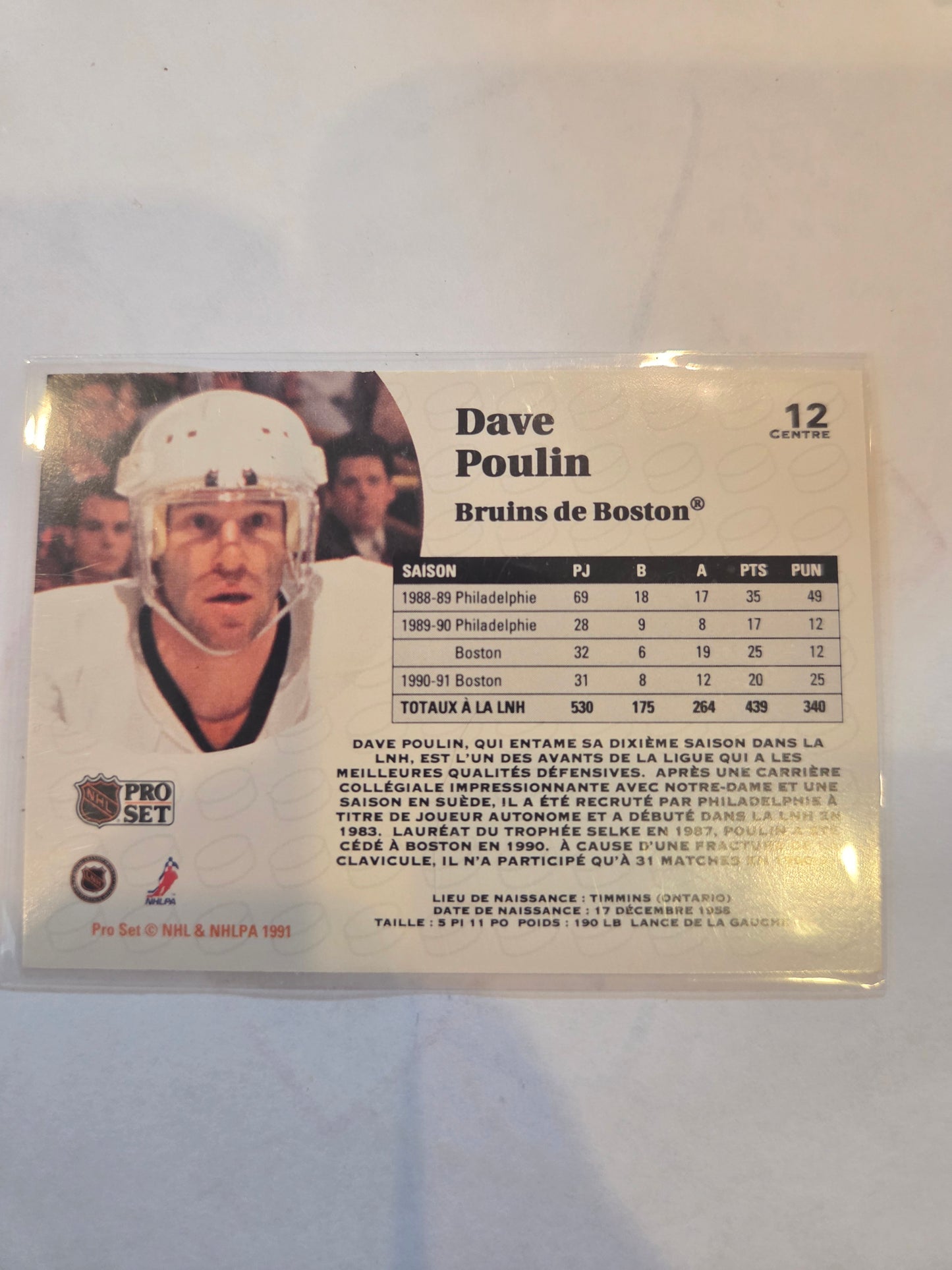 Dave Poulin French Pro Set #12 [Boston Bruins]