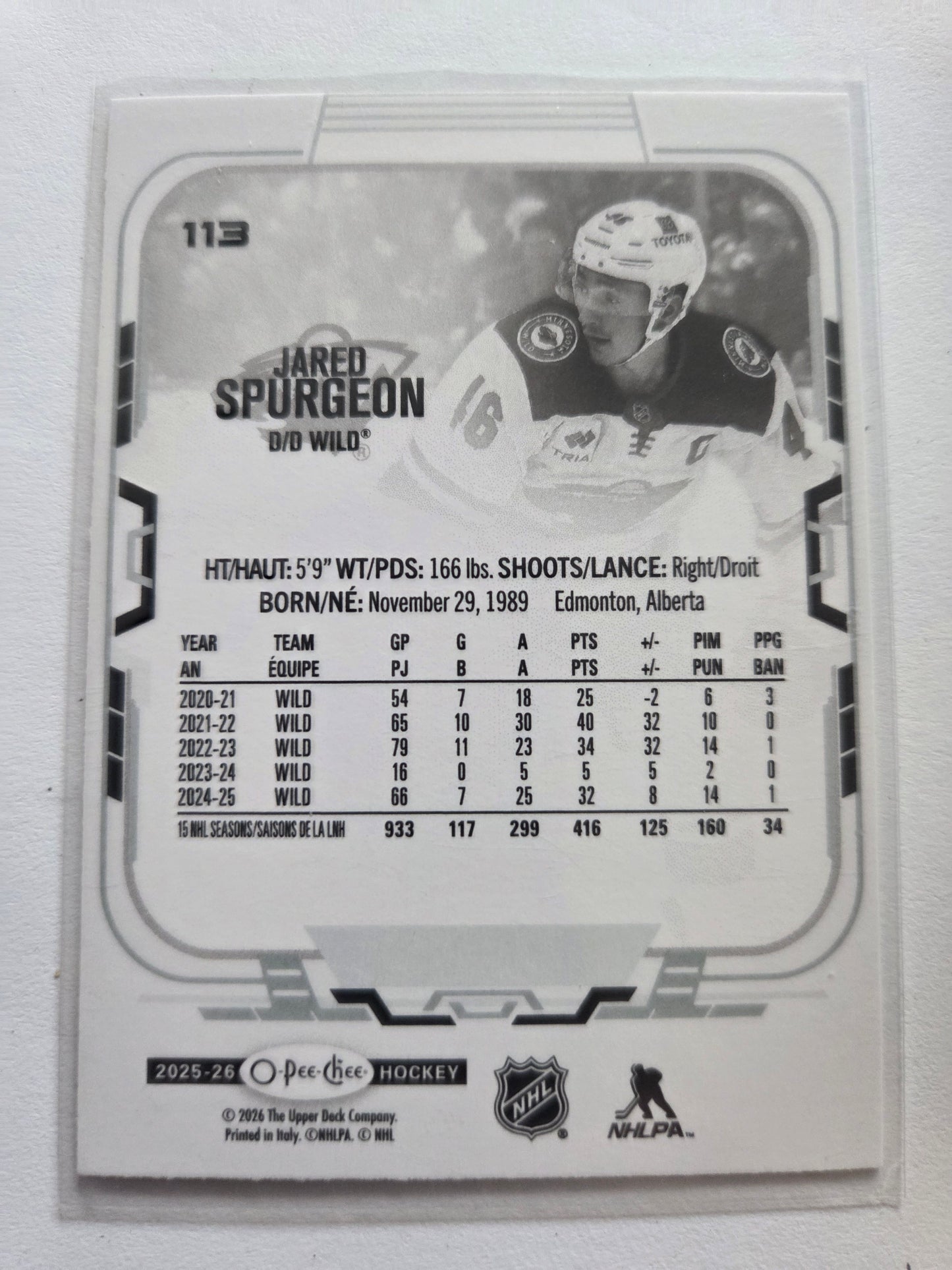 Jared Spurgeon O-Pee-Chee Hockey #113 [Minnesota Wild]