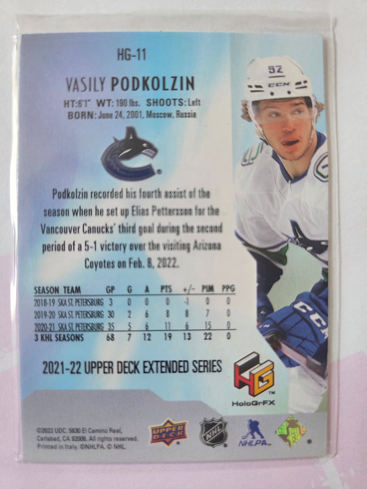 Vasily Podkolzin Upper Deck Extended Series HoloGrFx [Vancouver Canucks]