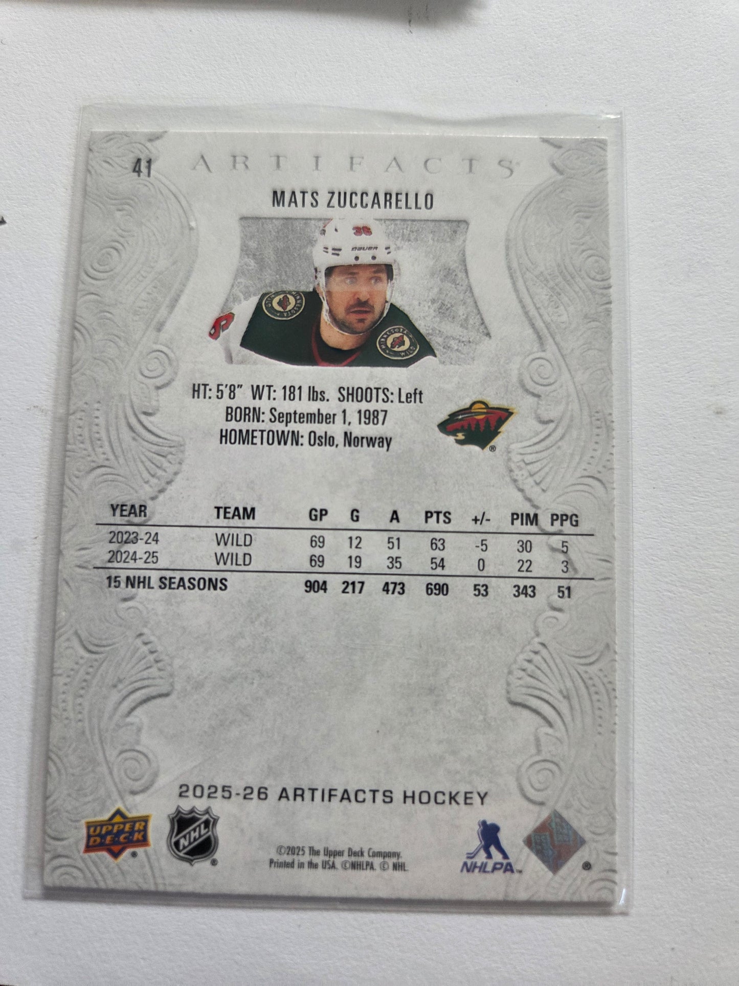 Mats Zuccarelle Upper Deck MVP Hockey Signed Gold Script #159 [Minnesota Wild]