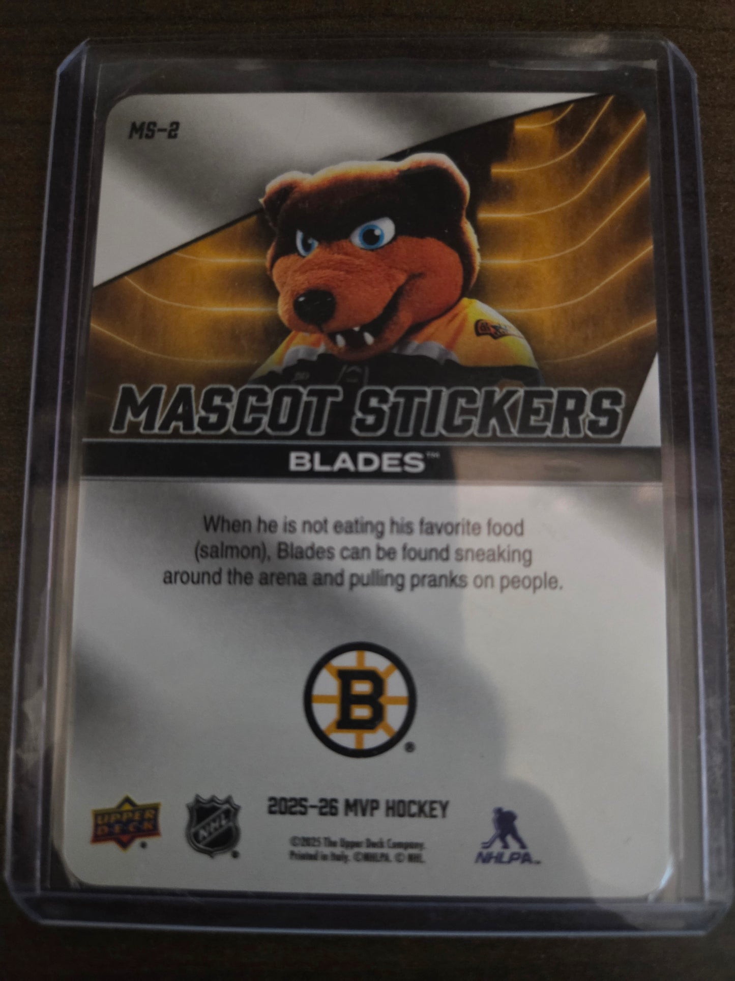Blades Upper Deck MVP Mascot Stickers [Boston Bruins]