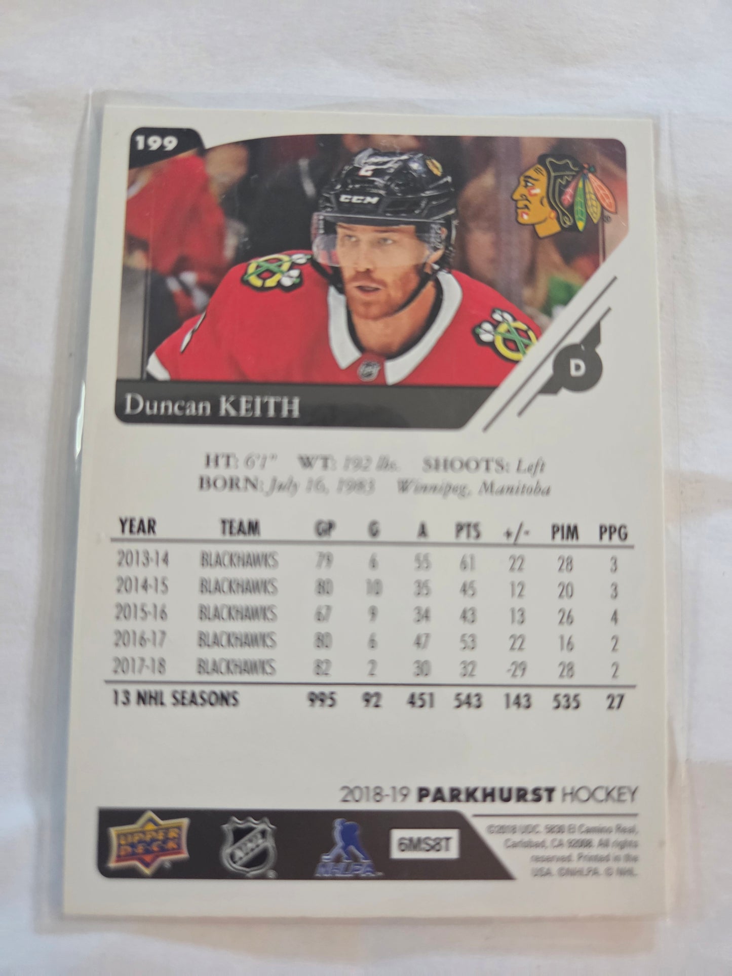 Duncan Keith Upper Deck Parkhurst Hockey #199 [Chicago Blackhawks]