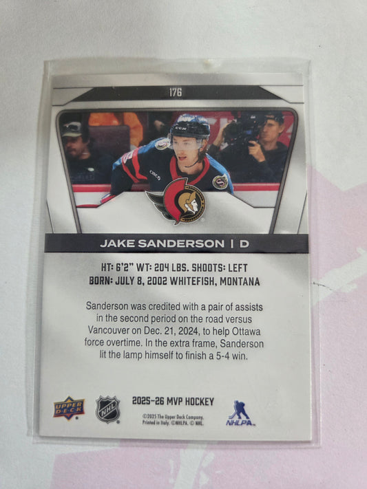 Jake Sanderson Upper Deck MVP Hockey #176 [Ottawa Senators]