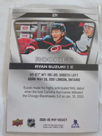 Ryan Suzuki Upper Deck MVP Hockey Rookies #234 [Carolina Hurricanes]