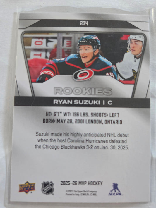 Ryan Suzuki Upper Deck MVP Hockey Rookies #234 [Carolina Hurricanes]