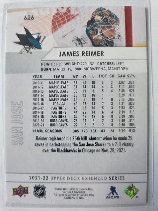 James Reimer Upper Deck Extended Series #626 [San Jose Sharks]