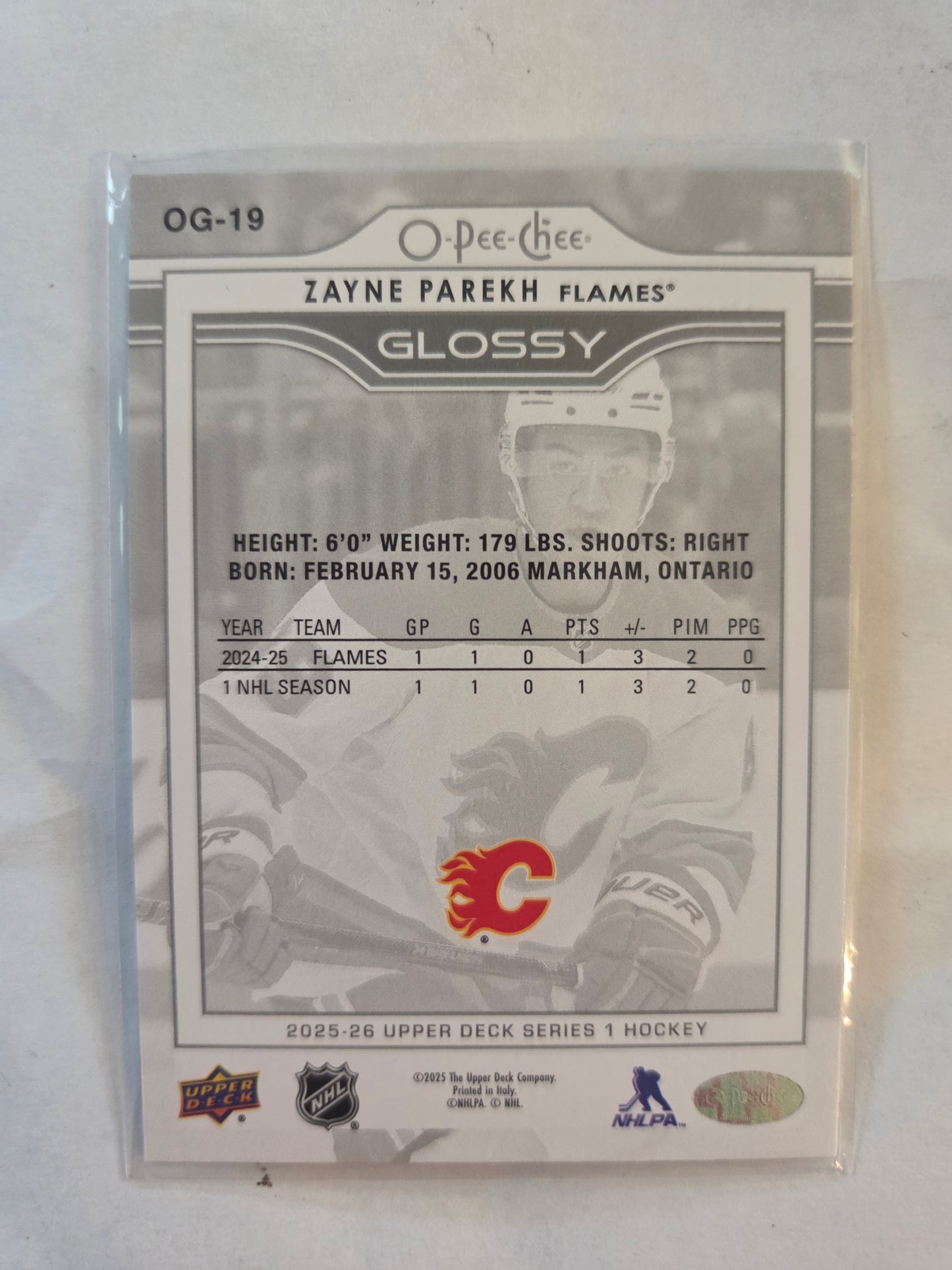 Zayne Parekh Upper Deck Series 1 Hockey Glossy [Calgary Flames]