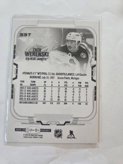 Zach Werenski O-Pee-Chee Hockey #337 [Columbus Blue Jackets]