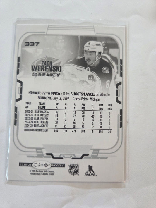 Zach Werenski O-Pee-Chee Hockey #337 [Columbus Blue Jackets]