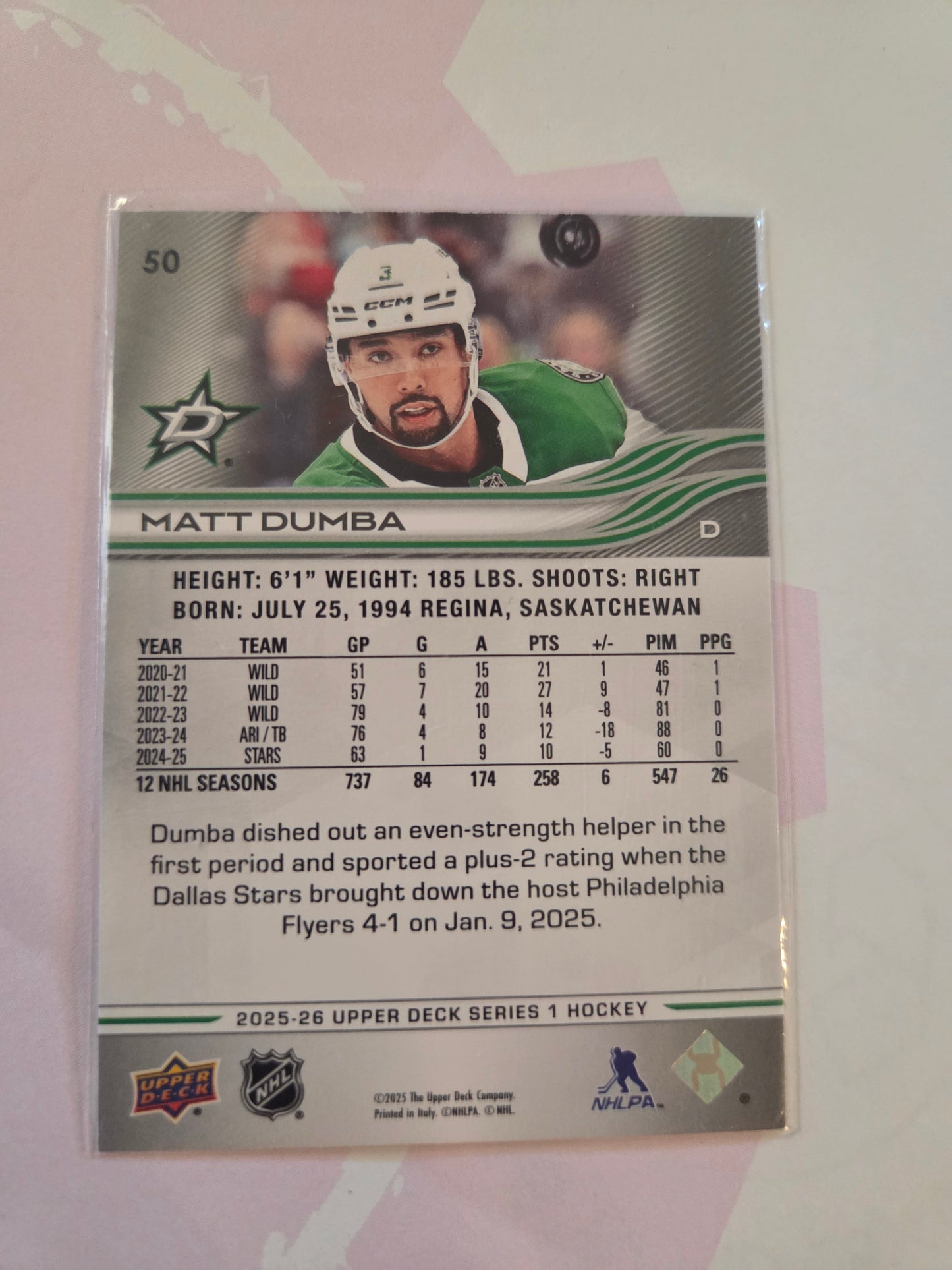 Matt Dumba Upper Deck Series 2 #50 [Dallas Stars]