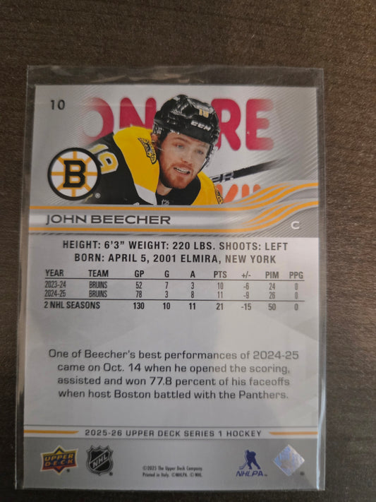 John Beecher Upper Deck Series 1 #10 [Boston Bruins]