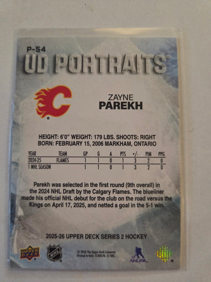 Zayne Parekh Upper Deck Series 2 Hockey Portraits [Calgary Flames]